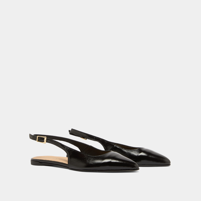 Ballerines slingbacks en vernis plissé noir | NOA | Jonak