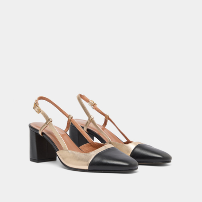 Escarpins Femme Slingbacks En Cuir Véritable - Talons Hauts Carrés Naturels, Couleur Mixte, Pointure 43, Pour Soirée Et Bureau