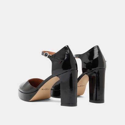 Babies à talons et plateformes en vernis plissé noir | VOLARE | Jonak