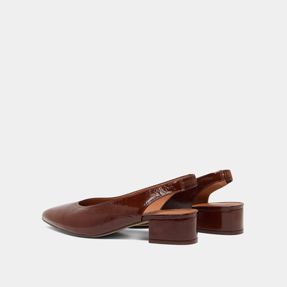 Ballerines à bouts arrières ouverts en cuir brillant marron | VINCE | Jonak