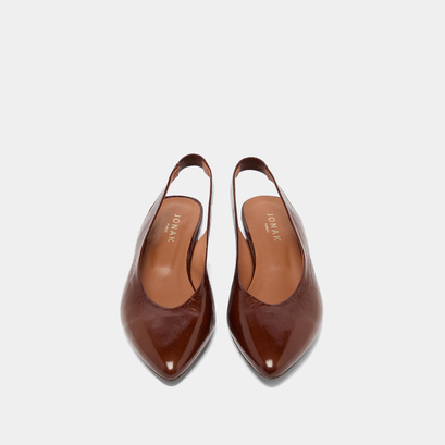 Ballerines à bouts arrières ouverts en cuir brillant marron | VINCE | Jonak