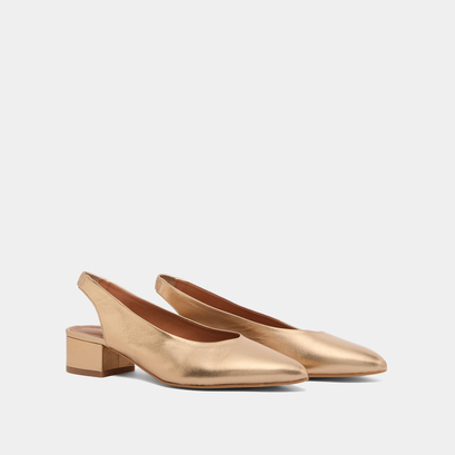 Ballerines à bouts arrières ouverts en cuir métallisé platine | VINCE | Jonak