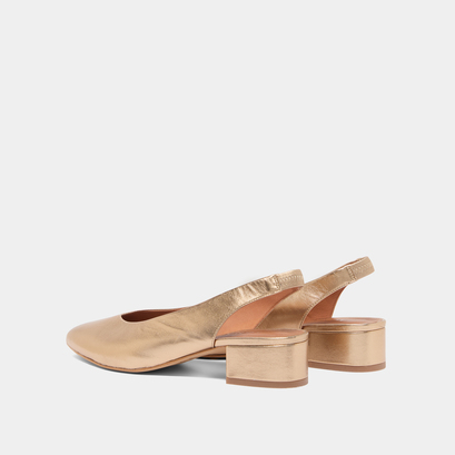 Ballerines à bouts arrières ouverts en cuir métallisé platine | VINCE | Jonak