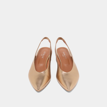 Ballerines à bouts arrières ouverts en cuir métallisé platine | VINCE | Jonak