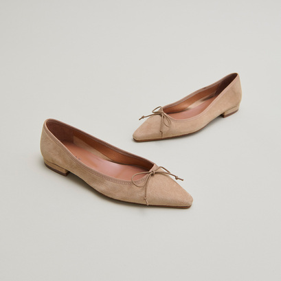 Ballerines à bouts pointus et lacets en velours camel | DAMO | Jonak