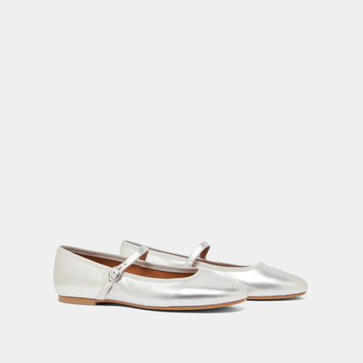 Ballerines à brides en cuir métallisé argent | DOUCEUR | Jonak