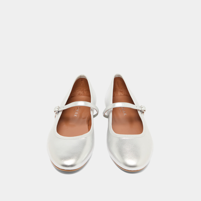 Ballerines à brides en cuir métallisé argent | DOUCEUR | Jonak