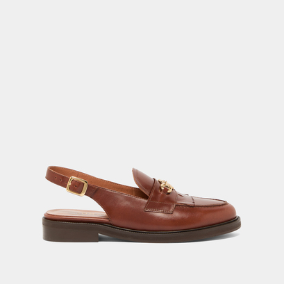 Mocassins à bouts arrières ouverts en cuir cognac | DELPHY | Jonak