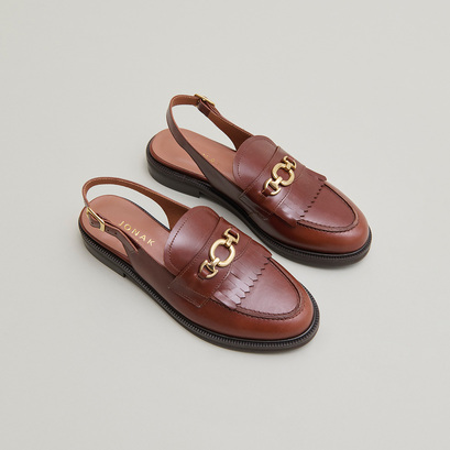 Mocassins à bouts arrières ouverts en cuir cognac | DELPHY | Jonak