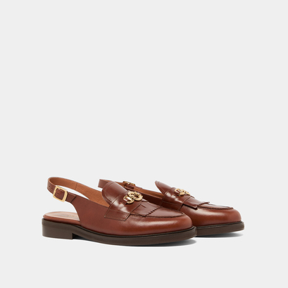 Mocassins à bouts arrières ouverts en cuir cognac | DELPHY | Jonak