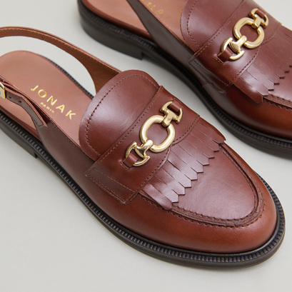 Mocassins à bouts arrières ouverts en cuir cognac | DELPHY | Jonak