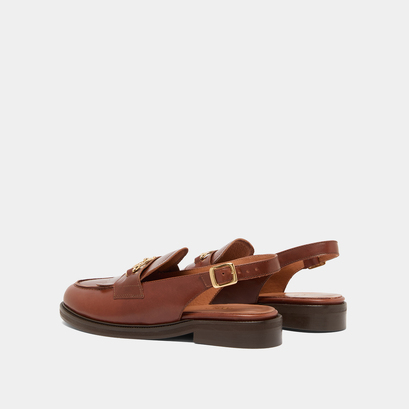 Mocassins à bouts arrières ouverts en cuir cognac | DELPHY | Jonak