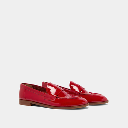 Mocassins à bouts ronds en vernis plissé rouge cerise | THELMA | Jonak