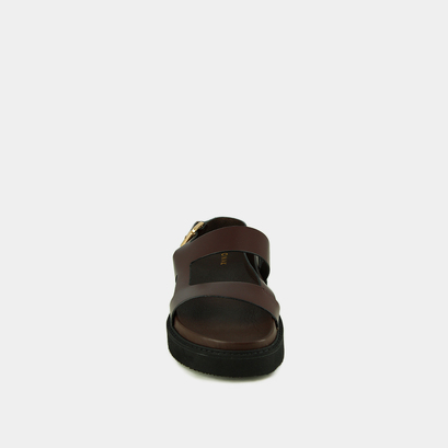 Sandales à brides croisées en cuir glacé marron foncé | LAGUNE | Jonak