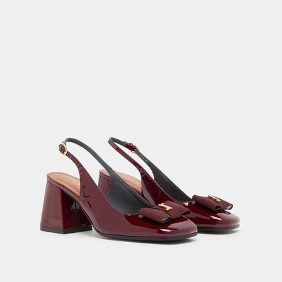 Escarpins slingbacks à bouts carrés en vernis bordeaux | RELISE | Jonak