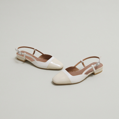 Ballerines ouvertes en vernis et cuir écrus | DHAPOU | Jonak