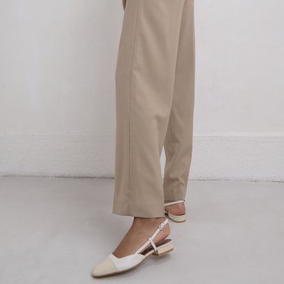 Ballerines ouvertes en vernis et cuir écrus | DHAPOU | Jonak