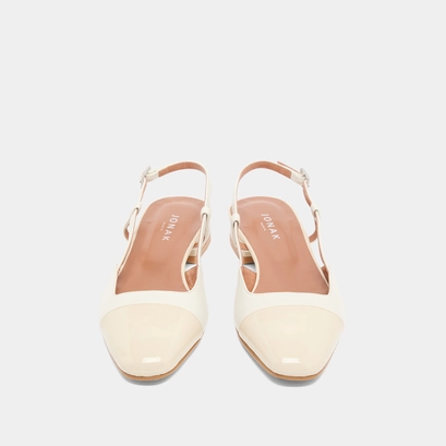 Ballerines ouvertes en vernis et cuir écrus | DHAPOU | Jonak