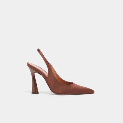 Escarpins slingbacks à bouts pointus en satin marron | DRESSY | Jonak