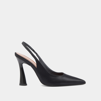 Escarpins slingbacks à bouts pointus en satin noir | DRESSY | Jonak