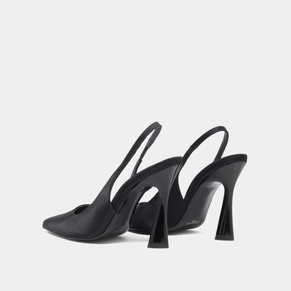 Escarpins slingbacks à bouts pointus en satin noir | DRESSY | Jonak