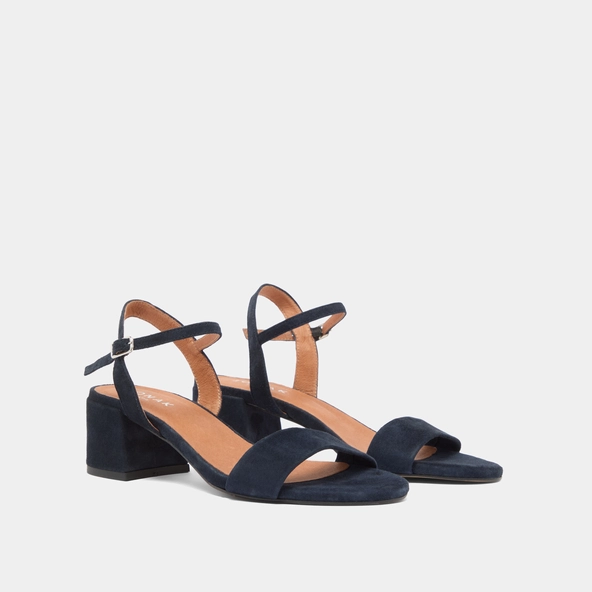 Sandales à talons et bouts ronds en velours marine | ANKER | Jonak