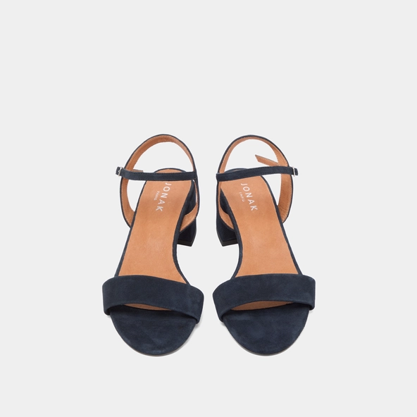 Sandales à talons et bouts ronds en velours marine | ANKER | Jonak