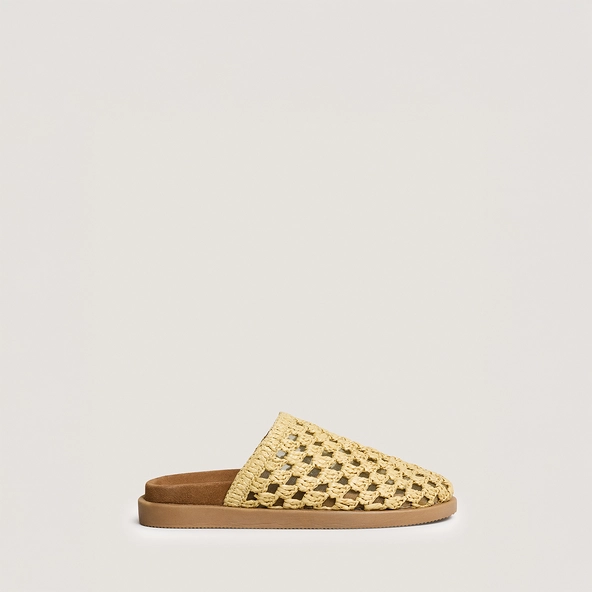 Mules ajour&eacute;es en raphia beige | WOLFANG | Jonak