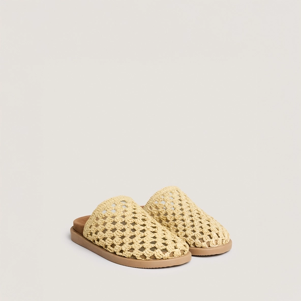 Mules ajour&eacute;es en raphia beige | WOLFANG | Jonak
