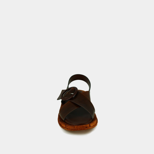 Sandales à lanières entrecroisées en cuir glacé cognac | EULALIE | Jonak