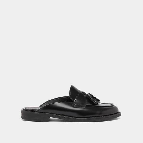 Mocassins à glands et bouts arrières ouv... en cuir glacé noir | NATALY | Jonak
