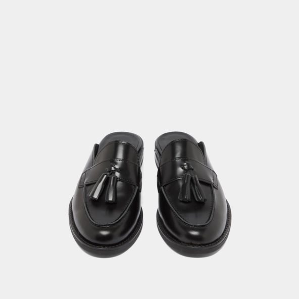Mocassins à glands et bouts arrières ouv... en cuir glacé noir | NATALY | Jonak