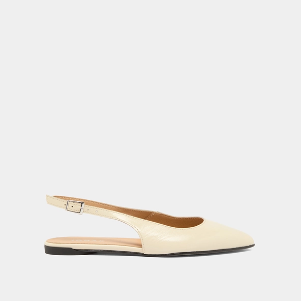 Ballerines slingbacks en vernis plissé ecru | NOA | Jonak