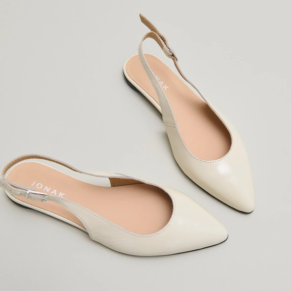 Ballerines slingbacks en vernis plissé ecru | NOA | Jonak