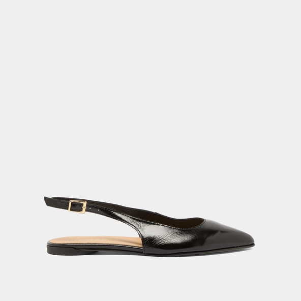 Ballerines slingbacks en vernis plissé noir | NOA | Jonak