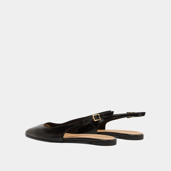 Ballerines slingbacks en vernis plissé noir | NOA | Jonak