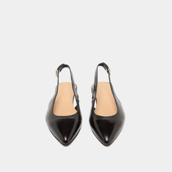 Ballerines slingbacks en vernis plissé noir | NOA | Jonak