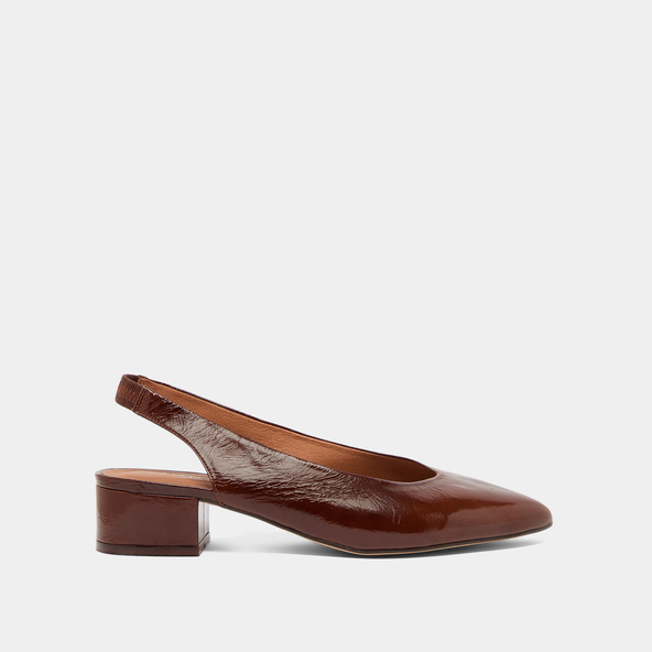 Ballerines à bouts arrières ouverts en cuir brillant marron | VINCE | Jonak