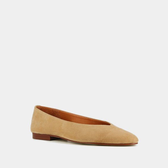 Ballerines à bouts pointus en velours camel | DASSUS | Jonak