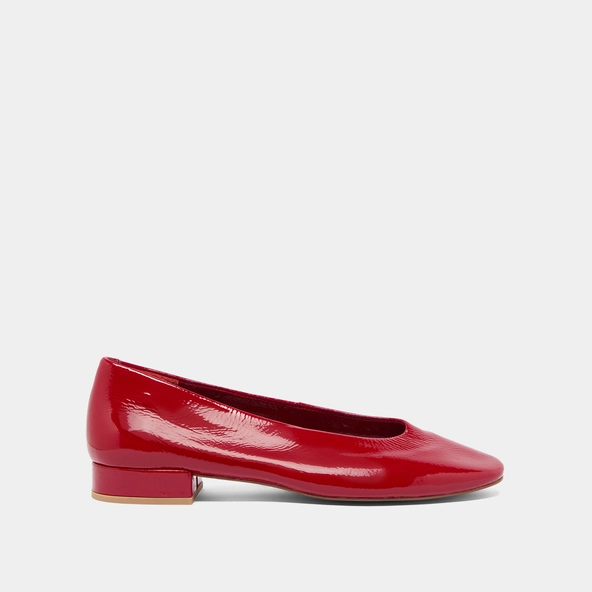 Ballerines &agrave; petits talons en vernis pliss&eacute; rouge | LEA | Jonak