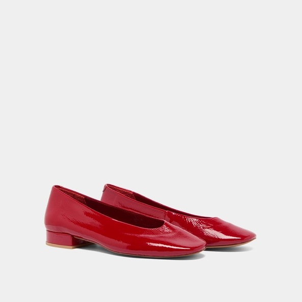 Ballerines &agrave; petits talons en vernis pliss&eacute; rouge | LEA | Jonak