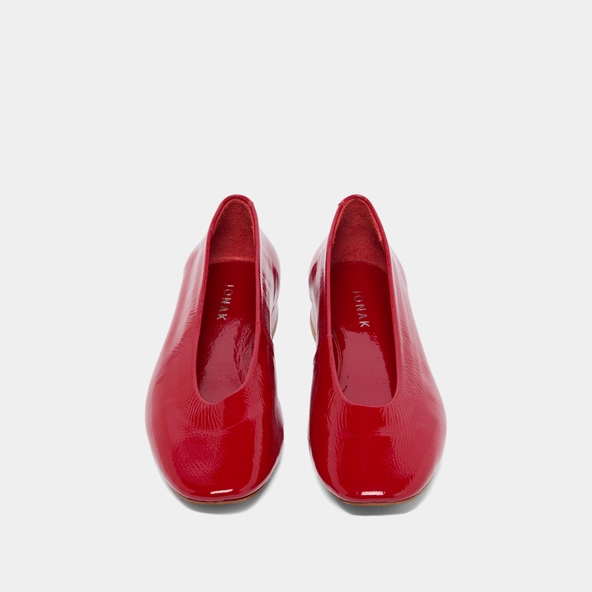Ballerines &agrave; petits talons en vernis pliss&eacute; rouge | LEA | Jonak