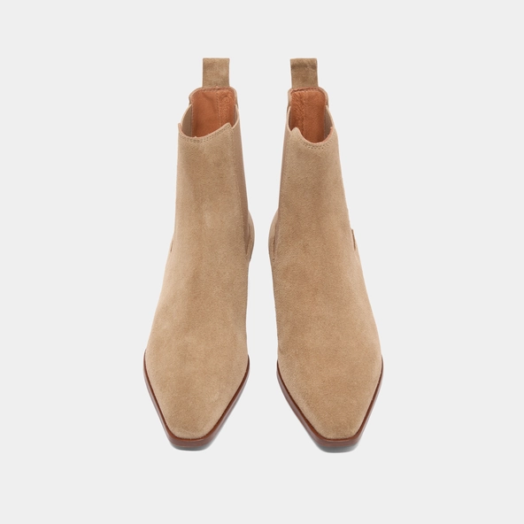 Boots à légers talons biseautés et bouts pointus en croute taupe | PAPAYE | Jonak