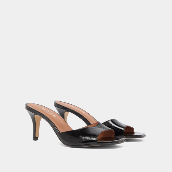 Mules à talons en cuir brillant noir | VERTIGO | Jonak