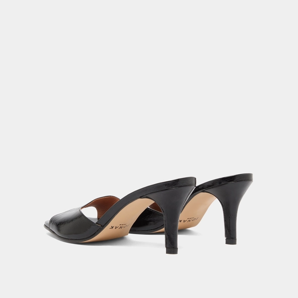 Mules à talons en cuir brillant noir | VERTIGO | Jonak