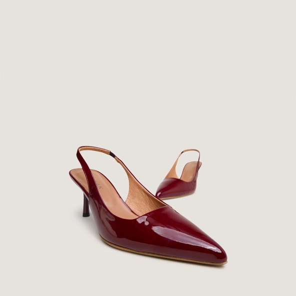 Escarpins &agrave; bouts pointus en vernis bordeaux | DIAMANTINE | Jonak