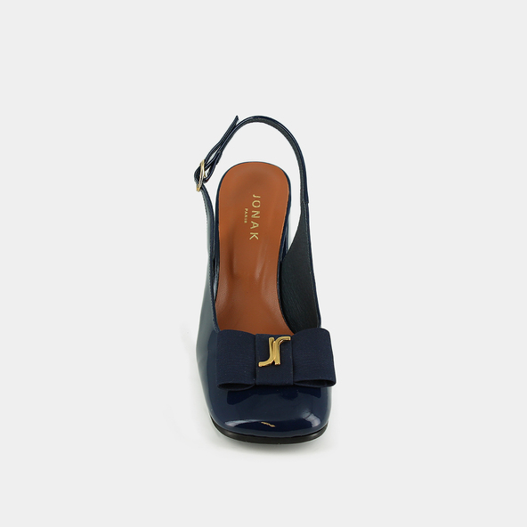 Escarpins slingbacks à bouts carrés en vernis bleu | RELISE | Jonak