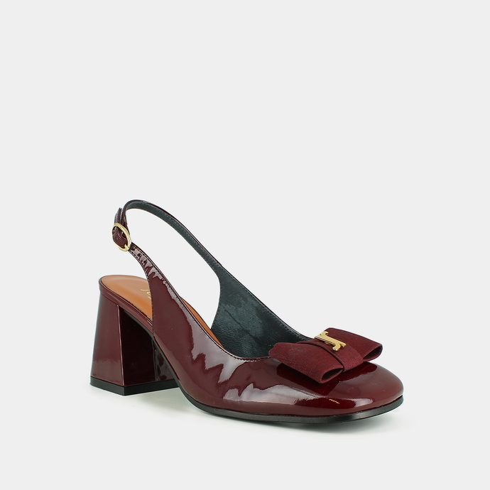 Escarpins slingbacks à bouts carrés en vernis bordeaux | RELISE | Jonak