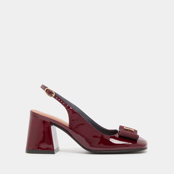 Escarpins slingbacks à bouts carrés en vernis bordeaux | RELISE | Jonak