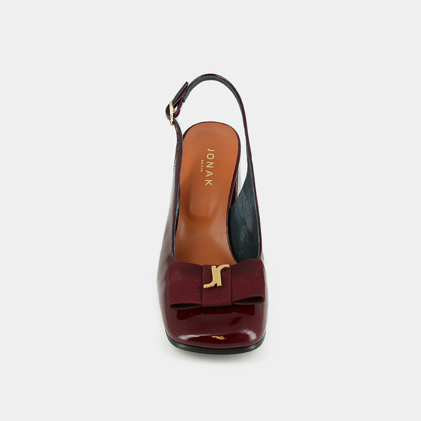 Escarpins slingbacks à bouts carrés en vernis bordeaux | RELISE | Jonak